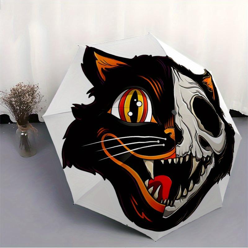 1pc Cat Skull Mask Automatic Open/close Folding Umbrella, Compact Portable Travel Umbrella, Durable Construction yy250809143