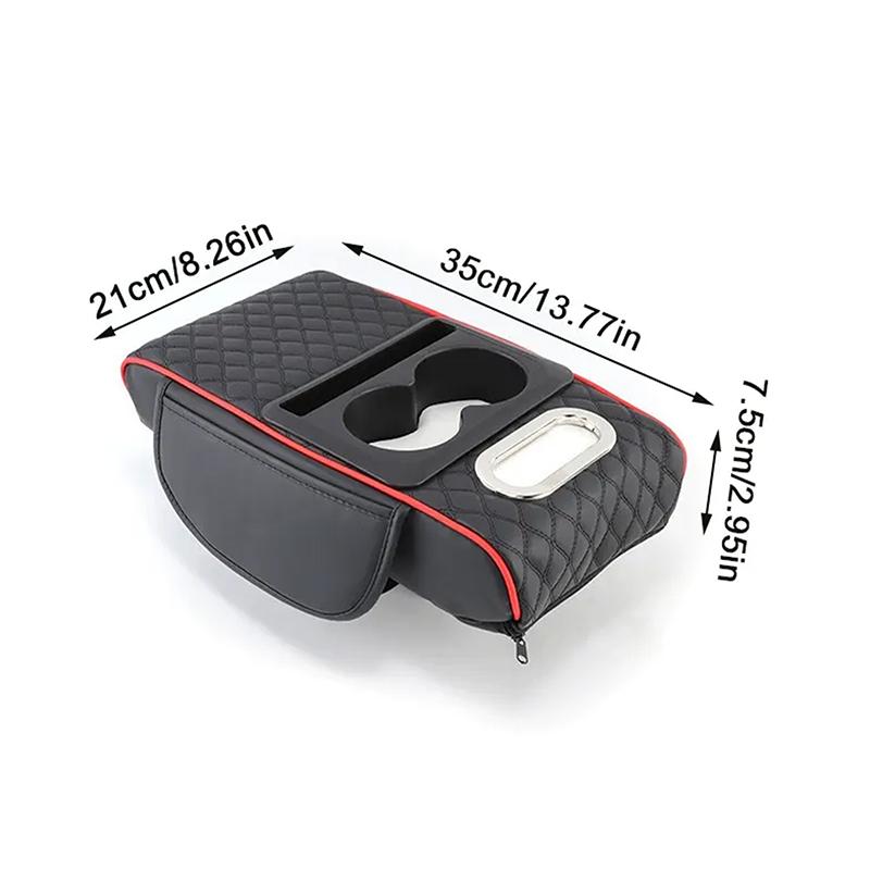 Car Armrest Storage Box, Car Center Console Organizer, Armrest Heightening Cushion With Cup Holder Armrest Storage Organizer Box