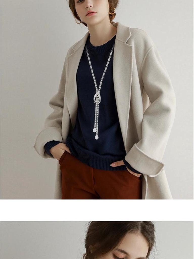 Korean Style Flash Diamond & Pearl Sweater Necklace - Women's Long, Simple, Versatile Accessory