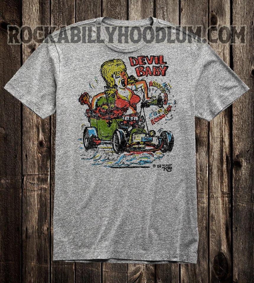 

Retro Hot Rod Tee T Shirt Art Ed Big Daddy Roth Monster Devil Baby Impko M