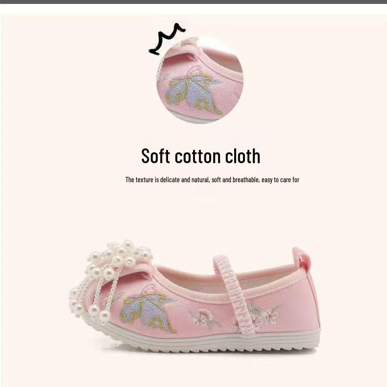 Scarpe Hanfu Ricamate per Bambini - Stile Tradizionale Cinese per le Celebrazioni del Nuovo Anno