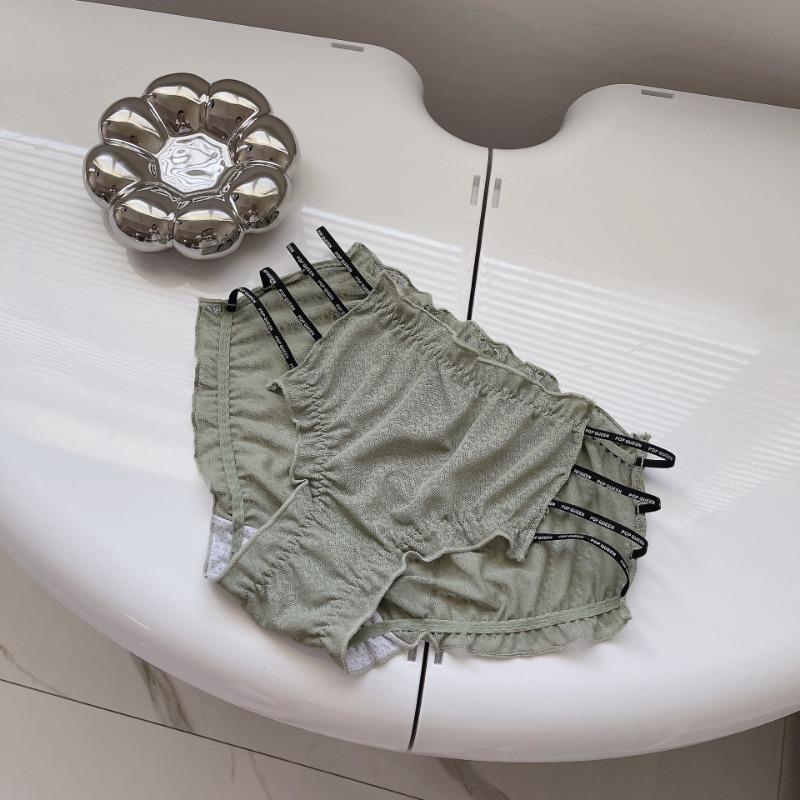 Culotte sexy en dentelle avec fente latérale et lettres pour femme, taille moyenne, sans lingerie, culotte de compression des hanches