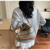 Fashionable Woven Straw Women'S Shoulder Bag Large Capacity Tote Bag Summer Holiday Style Polyester Material Bag