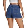 Women's Light Blue High Waist Denim Shorts with Five Pocket and Adjustable Belt Loops