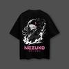 Demon Slayer Anime Nezuko Kamado Oversized Black Tshirt Men and Women Breathable High Quality Y2K Short Sleeve Summer Tshirt