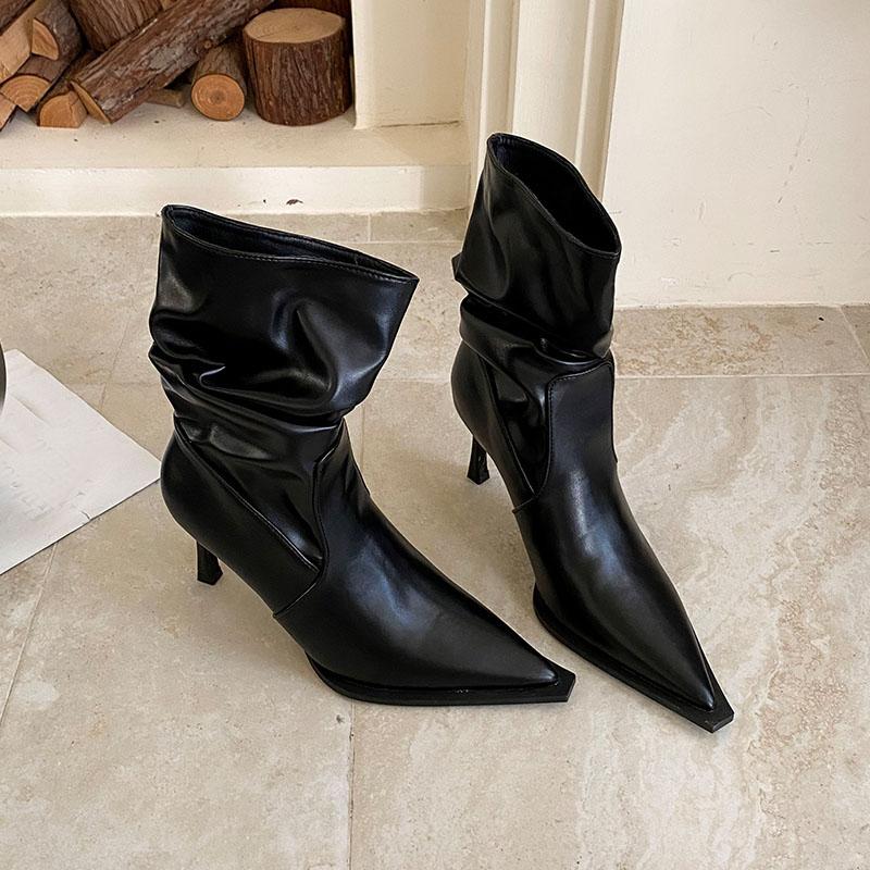

Мода Мода Женские ботильоны стрейч с острым носком, туфли слипоны на каблуках, обувь, современные женские короткие ботинки, женские туфли-лодочки 35 чёрный