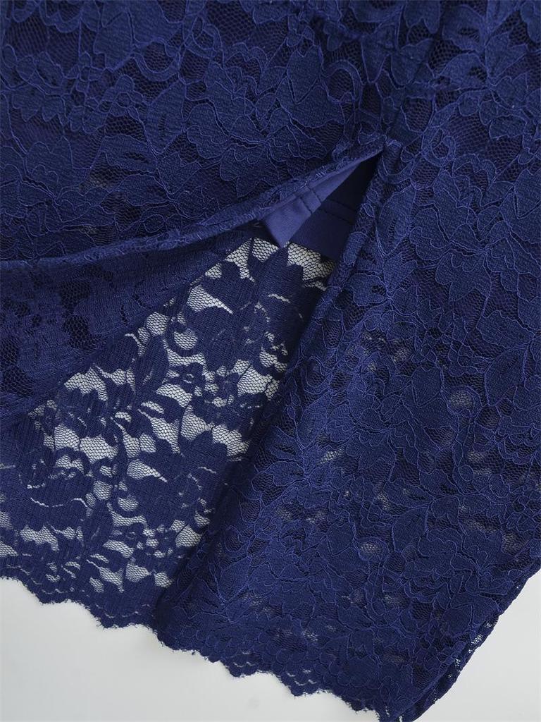 Schlankmachender Spitzen-Midirock mit hoher Taille für Damen für Frühling & Herbst