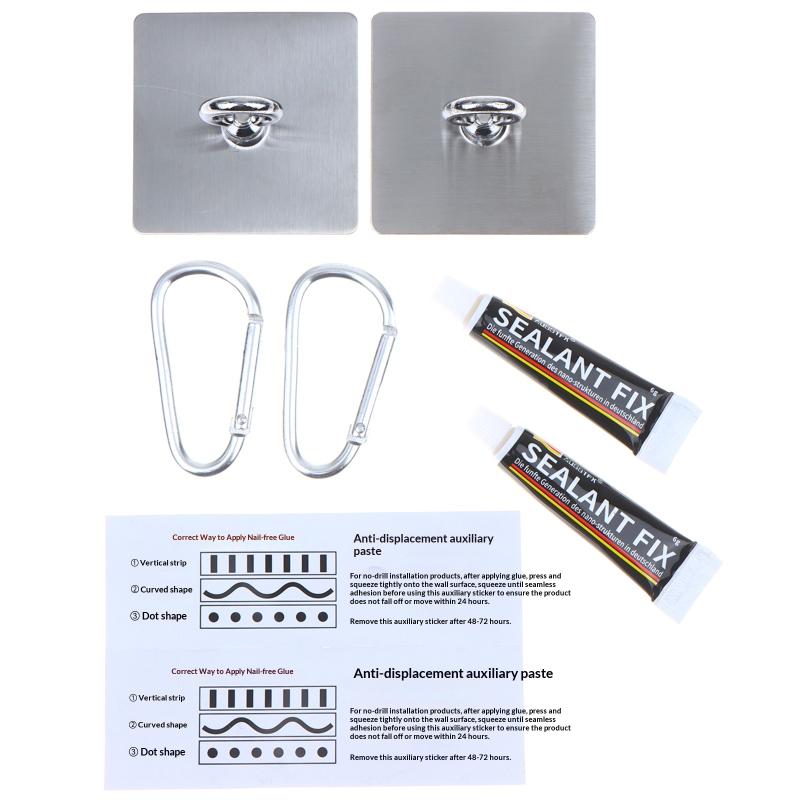 2Pcs Stainless Steel Ceiling Hooks Heavy Duty Adhesive Hooks No Drill Hanging Hooks For Lanterns Plants Hammocks