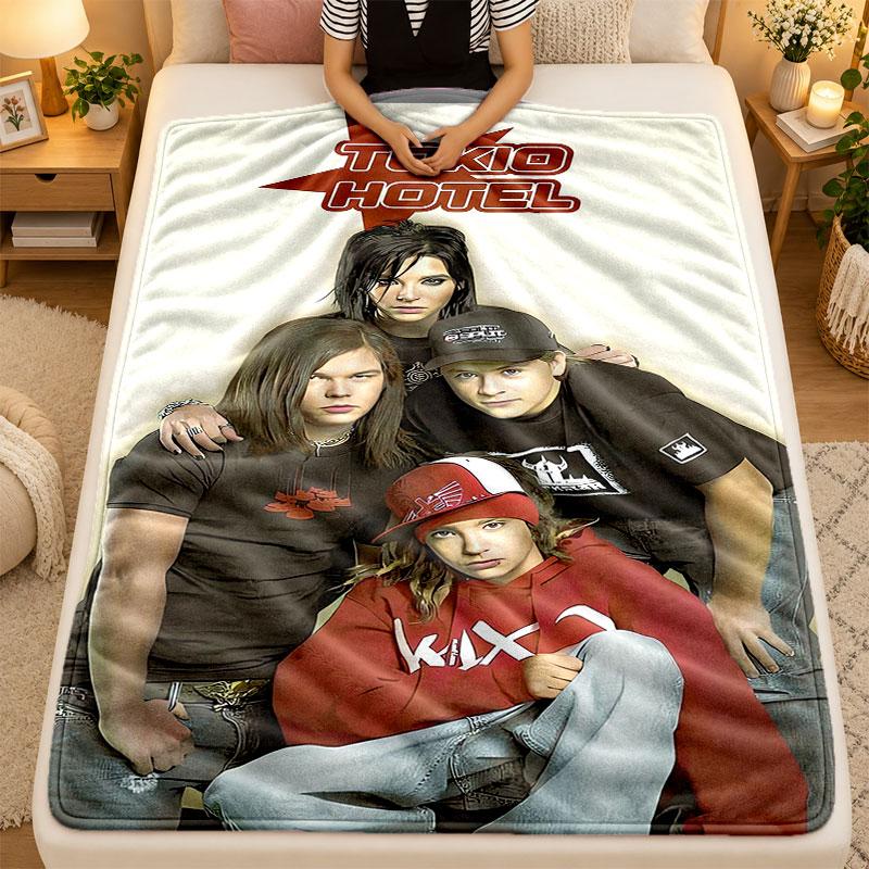 Flannel BlanketTokio Hotel Warm Soft Throw Blanket for Indoor Sofa Bed Living Room Use
