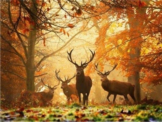 5D diamantová malba s motivem jelena, lesní krajina, křížkové stehy, diy diamantová výšivka, mozaika, kamínky, dekorace, vánoční dárek, výprodej.