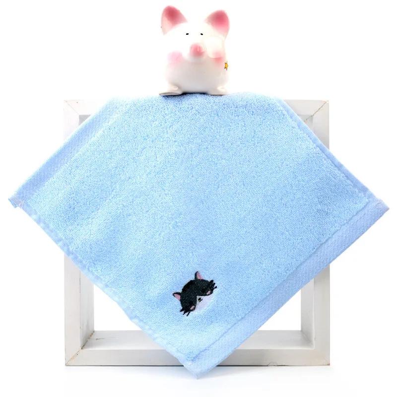 1Pc 25x25cm Small Square Face Towel Cartoon Embroidered Cotton Baby Child Kids Water Absorbent Soft Washcloth