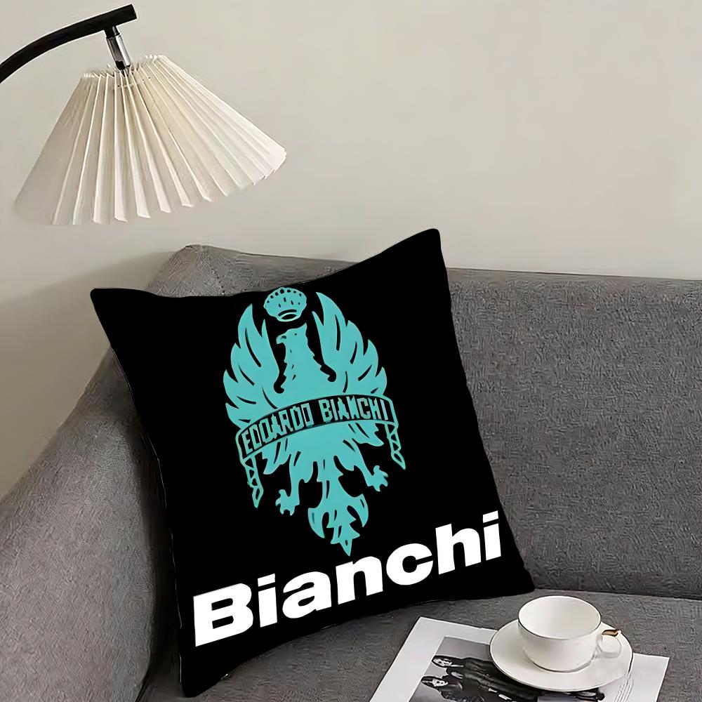 Luxury B-Bianchi Logo Cushion Cover Elegant Comfort Pillowcase Sofa Bed Double-Sided Printed Invisible Zipper Home Decor