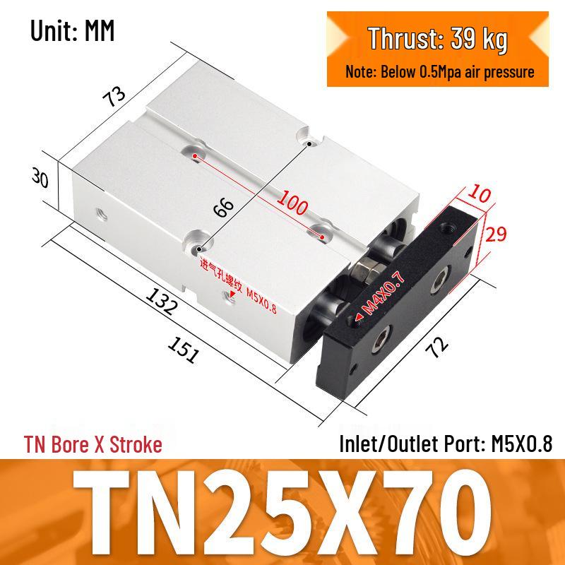 TDA Double-Axis Double-Rod Large Thrust Cylinder - Sizes: 10/16/20/25/32/40/50mm X 20/50/75mm