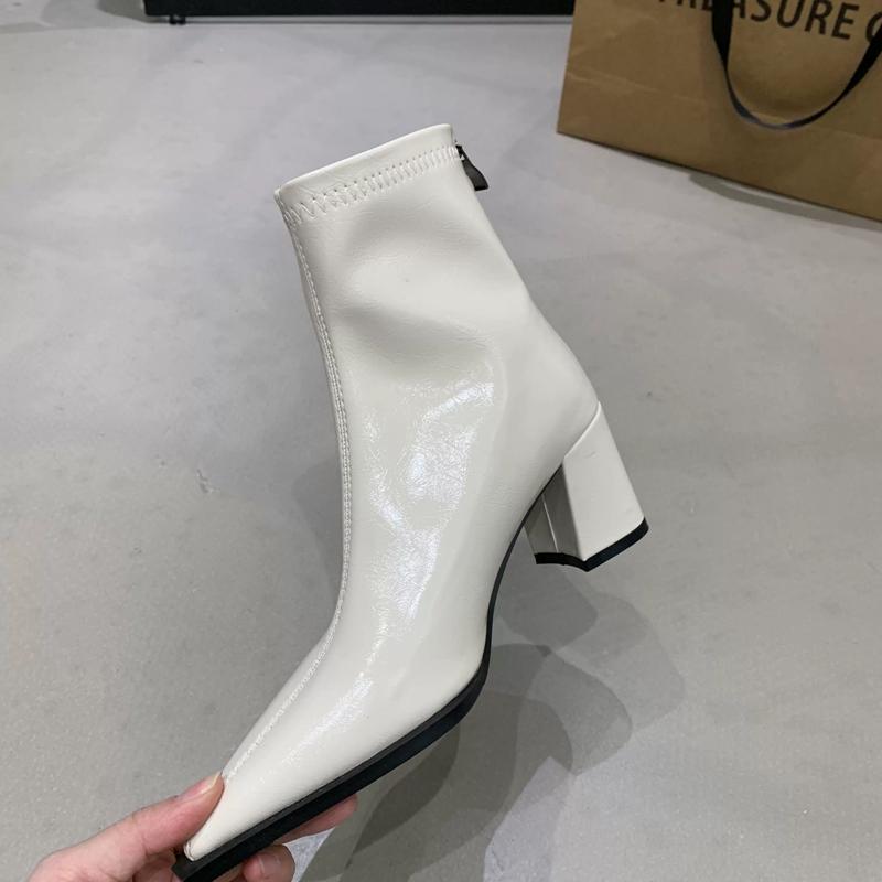 Fashion SUOJIALUN 2025 New Brand Women Ankle Boots Fashion Pointed Toe Square High Heel Short Boots Back Zipper Dress Chelsea Boots Shoe