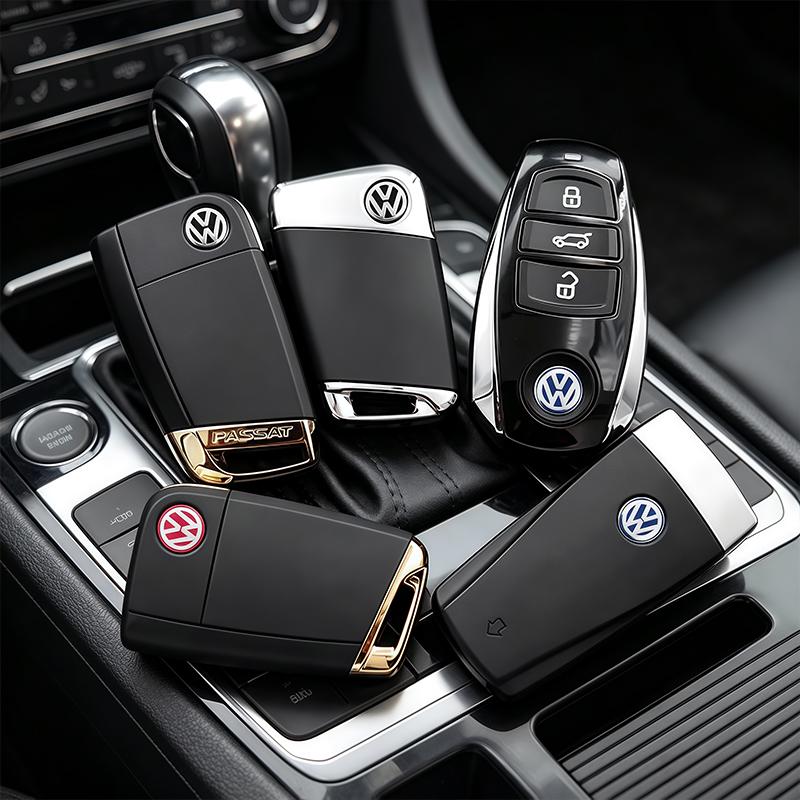 For VW 5Pcs VW Car Remote Key Logo Sticker Aluminum Emblem For VW Polo Golf GTI Touran Tiguan Jetta Passat CC T5 Magotan Scirocco Caddy ES1