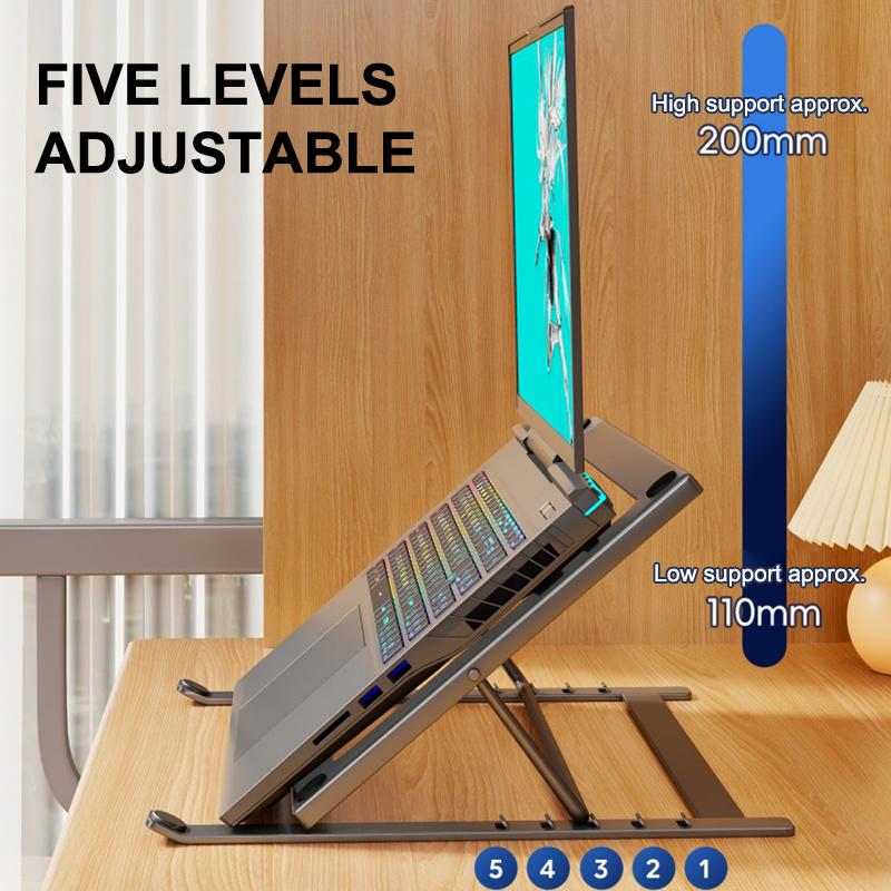 Foldable Iron Laptop Stand Multi Angle Adjustment Anti Slip Pads For Home Office Daily Use