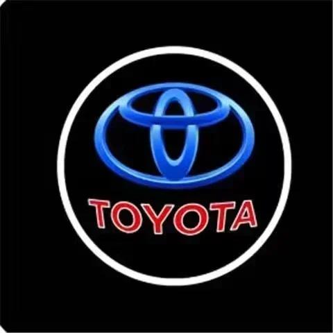2PCS LED door welcome Lamp logo light For Toyota Camry Highlander Land Cruiser Prado Avalon Reiz Rav4 Crown CHR Prius accessory 2pcs