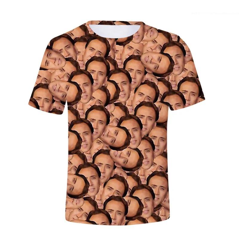 Funny Nicolas Cage Face Graphic T Shirt for Men Tee Shirts 3D Humor Fun Printing T-Shirt Fashion streetwear tops summer t-shirts XXS