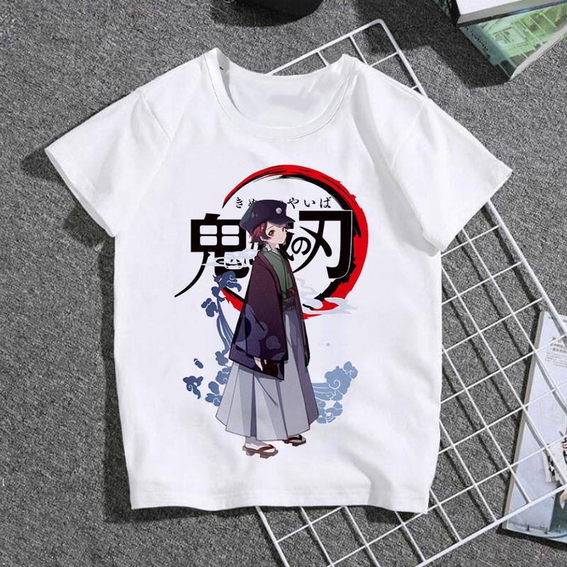 Fashion Cartoon Demon Slayer Anime Kimetsu No Yaiba Print Kids T-Shirt Summer Tees Loose Short Sleeve Women Tops Female Clothes