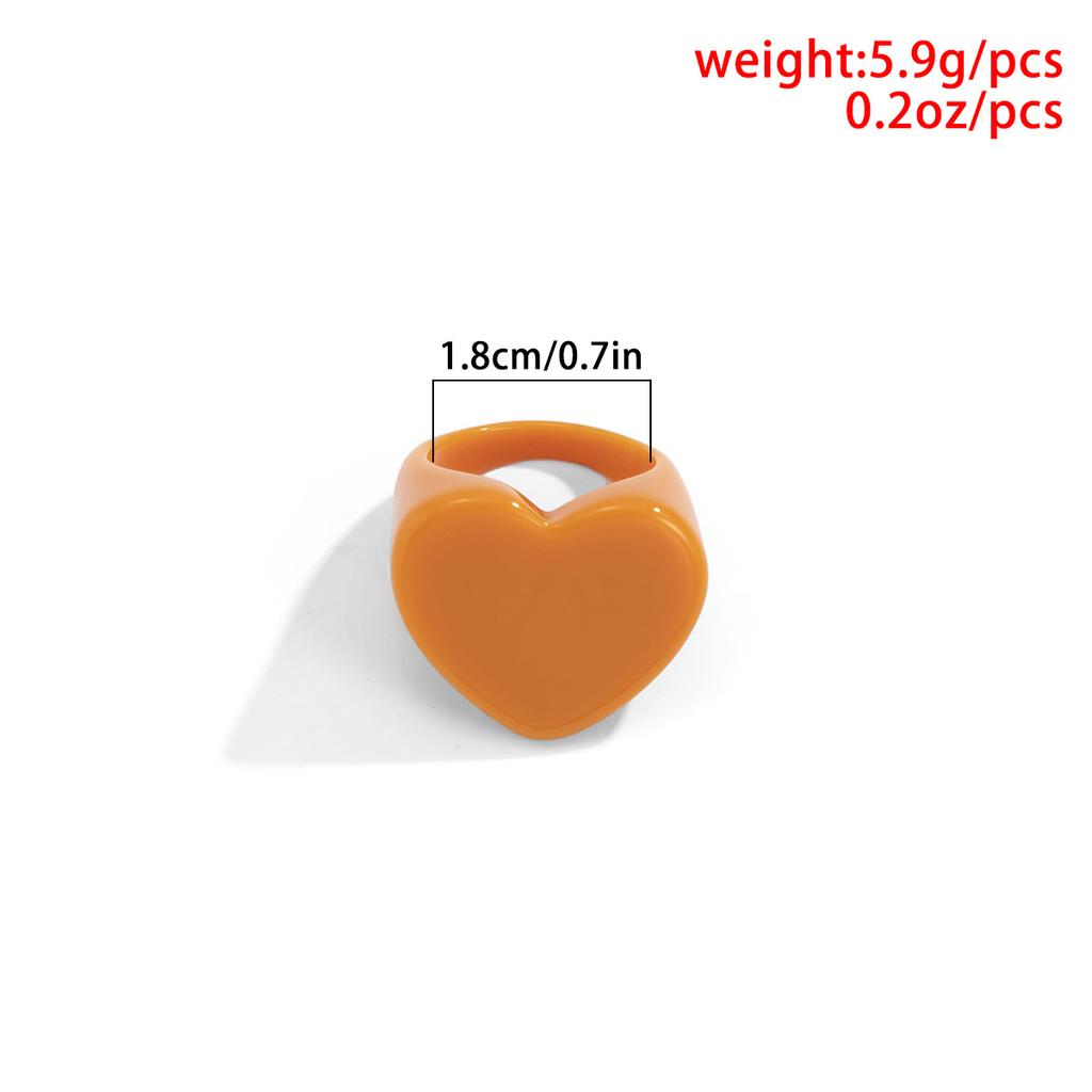 Anello Geometrico in Resina Color Caramella a Forma di Cuore di Pesca, Stile Vacanza, Gioielli da Donna