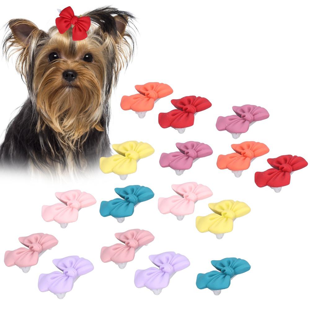 16pcs Mini Size Dog Bow Tie Multicolor Pet Bow Clip Durable Cat Hair Accessory Small Pet