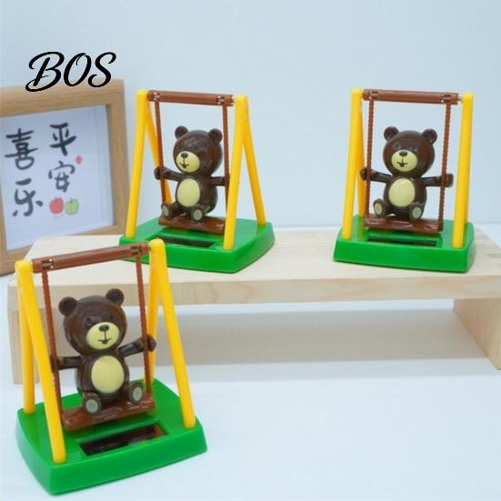 Solar Car Ornament Swinging Bear Decoration, Nodding Dashboard with Hanging Monkey Accessory Swing, Swing Toy for Office Desk Driving Fatigue Relief