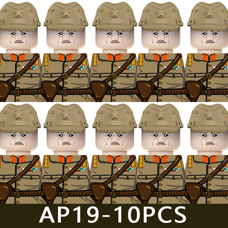 WW2 Military Soldier Figures Building Blocks Army Japanese Warrior Medical Nurse Officer Infantry Helmets UV Printed Bricks Toys