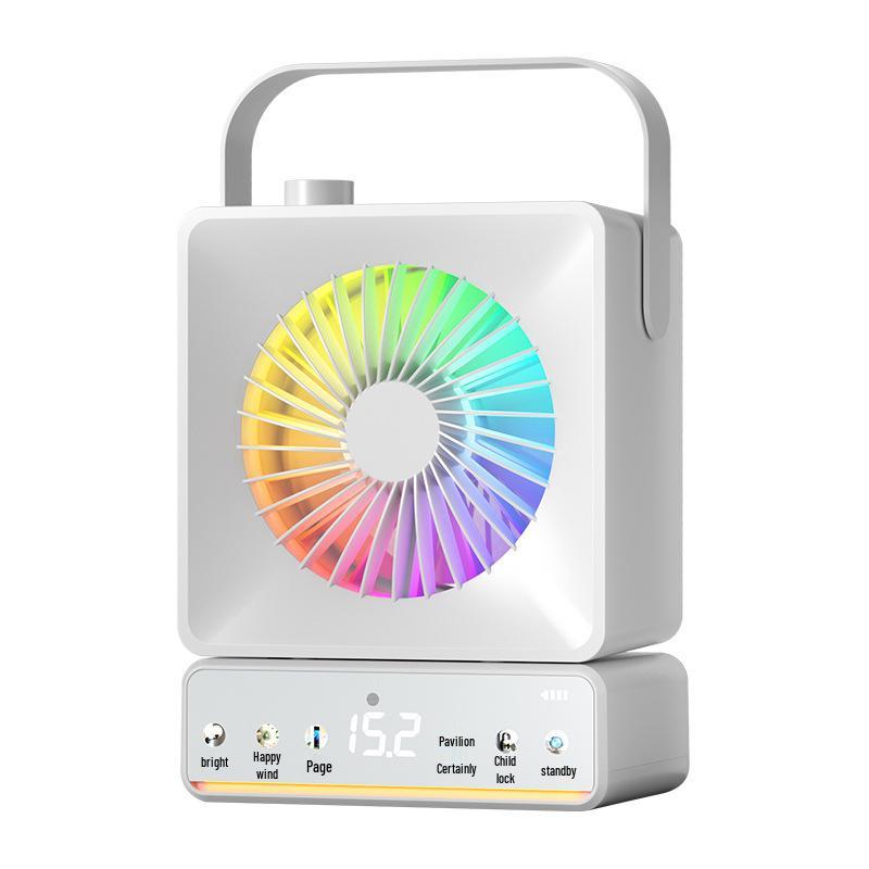 Multi-Function Rechargeable Desktop Fan with Oscillation and Spray 210x180x275 таймера
