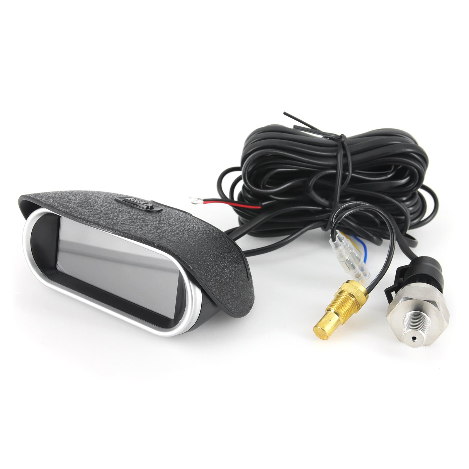 2 In 1 LCD Car Digital Oil Pressure Gauge Water Temp Meter 1/8 NPT Oil Pressure sensor  Water Temperature Sensor 10mm Gauge