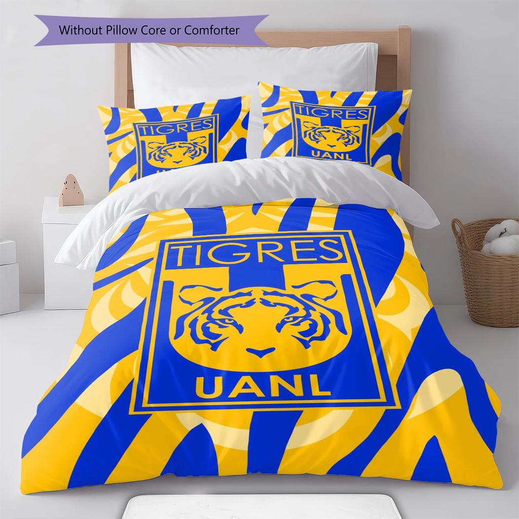 Tigres UANL Muster Bettwäsche-Set Bettbezug Kissenbezug Heimdekoration Geschenk (1 Bettbezug + 2 Kissenbezüge, ohne Füllung)