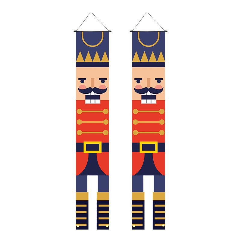 Christmas Nutcracker Couplets Door Curtain Flags | Festive Porch Decor