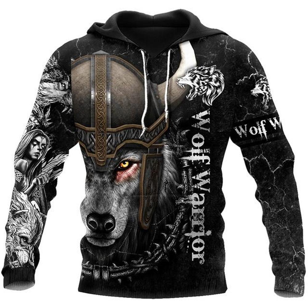 New Wolf Tattoo Black and White 3D All-Over Printed Men's Hoodie and Sweatshirt Unisex Casual Autumn Tracksuits