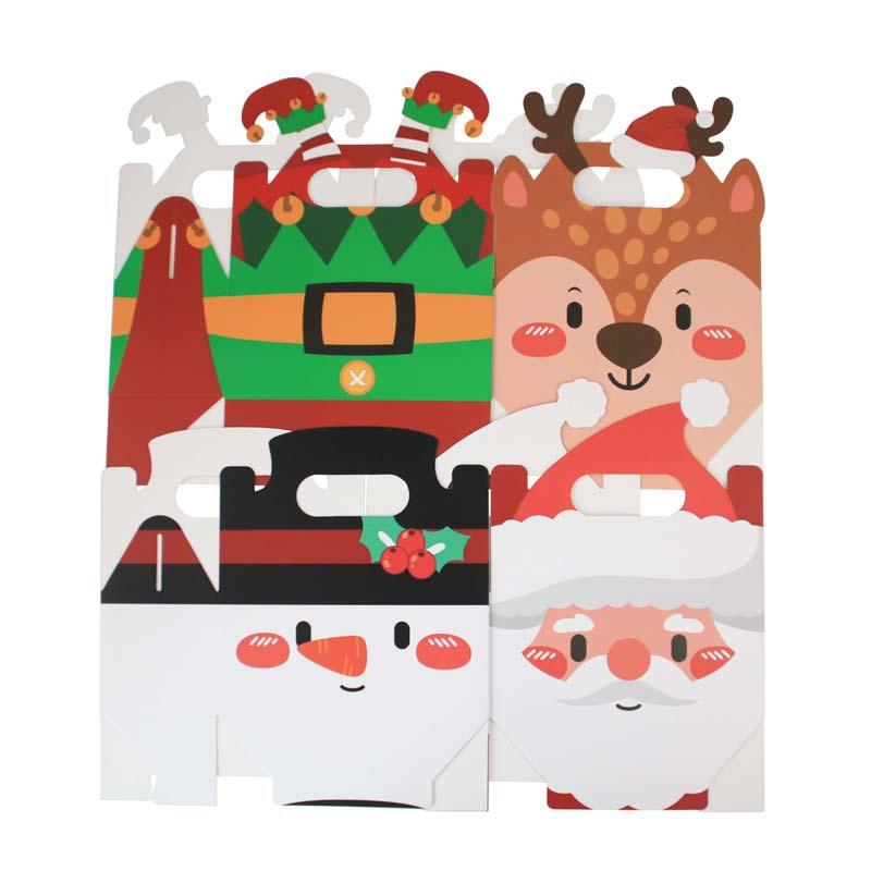 2024 4Pcs Cake Box Christmas Series Candy Box For Candy Biscuit Baking Apple Paper Box Cookie Gift Packaging Box Merry Christmas