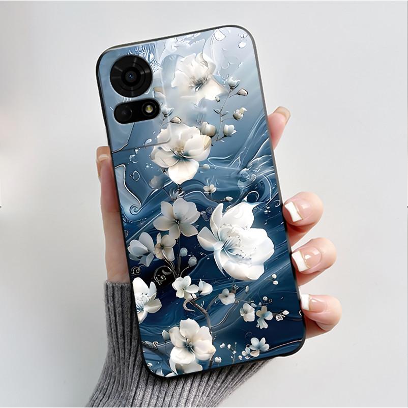 For TCL 50 LE K23 K24 Case Back Cover Luxury Butterfly Flowers Black Shockproof Soft Silicone Bumper Phone Casing TCL 50LE Coque