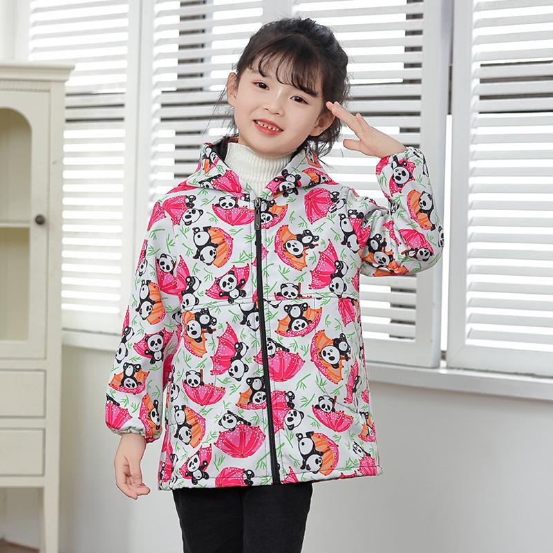 Children's Waterproof Smock: Autumn/Winter Girls' Stain-Proof Mealtime Cover-up & Down Jacket Outerwear.