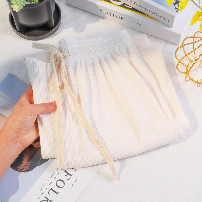 

Женские брюки в пол с принтом змеиная кость , широкими штанинами, на кулиске, в полоску, весна/лето One Size [40-60 kg]