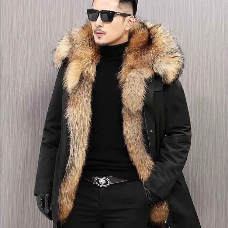 Hübsche Herren-Winterjacke aus Nerzimitat mit abnehmbarem Futter und dickem Pelzimitat
