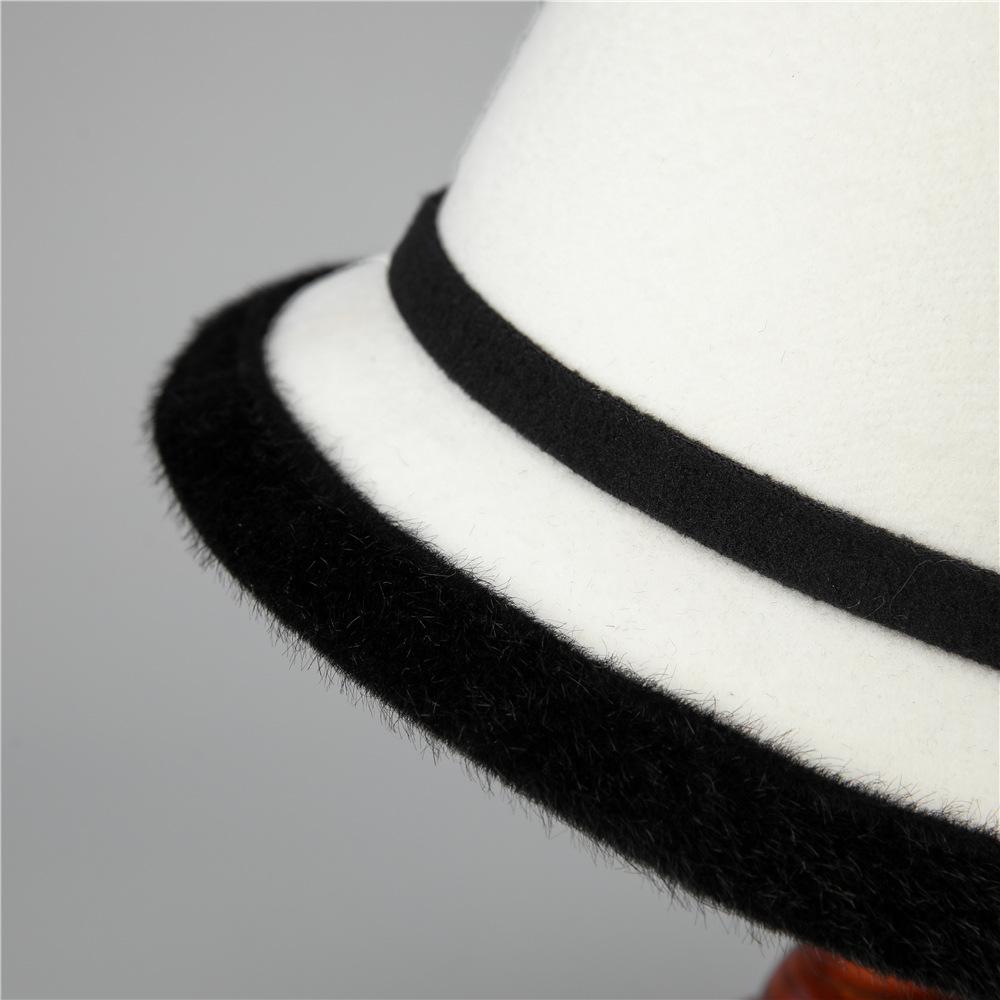 Hat Women's Autumn and Winter Warm Woolen Hat Mom Temperament Dome Hat Elegant Retro Mesh Flower Fashion Hat