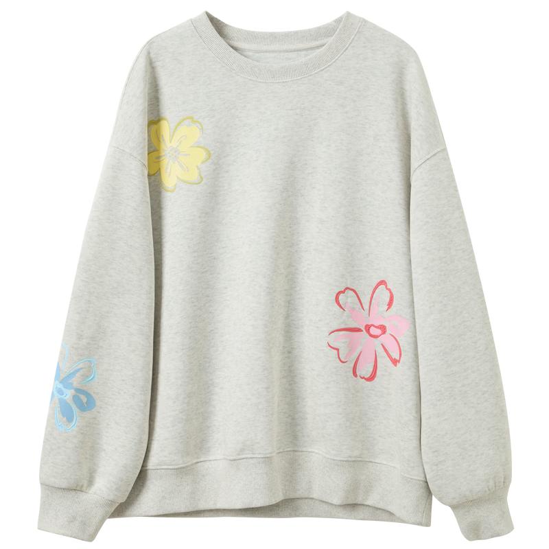 Свитшот с цветочным принтом Sancai и спущенной линией плеча S