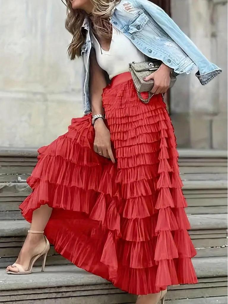 Chic 2023 Layered Cake Skirt: European & American Style Mesh for Women