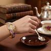Rhinestone Bracelet Vintage  Watch Round Dial Bracelet Watch Quartz Watch  Daily Accessory