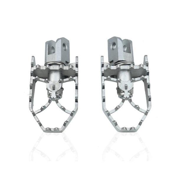 Silver Stainless Steel Rotating Motorcycle Footpegs - 1 Pair