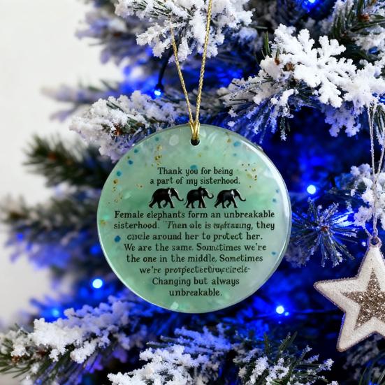 Runde Elefanten Schwesternschaft Treibglas Ornament Handgemachtes Acryl Treibglas Kunst Weihnachtsanhänger Freundschaft Erinnerungsgeschenk Schwestern