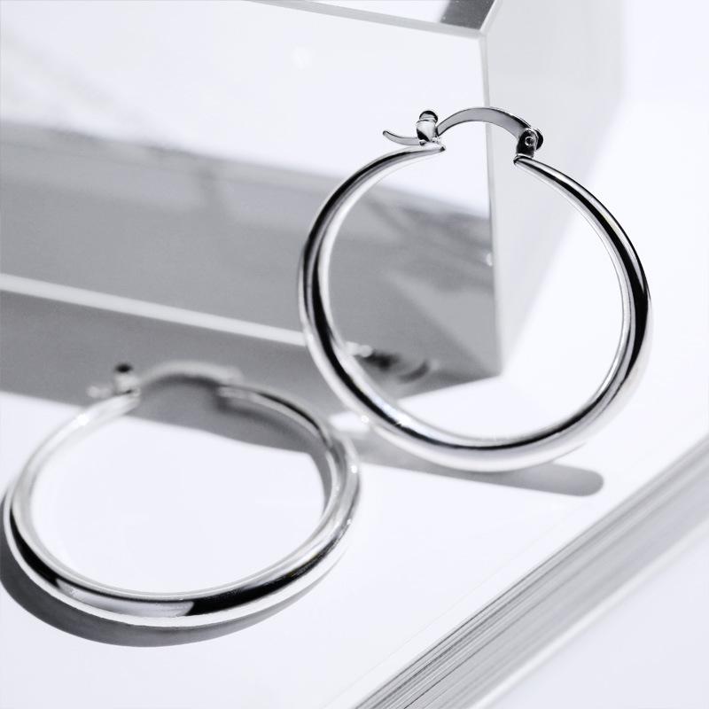 Polished Big Circle Earrings - European & American Punk Nightclub Style
