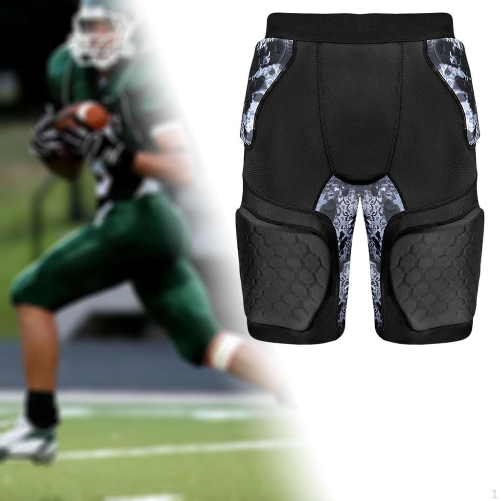 Adult Paded Compression Shorts 5 Thickened Pads Lightweight Soft Hip Thigh Protector Basketball