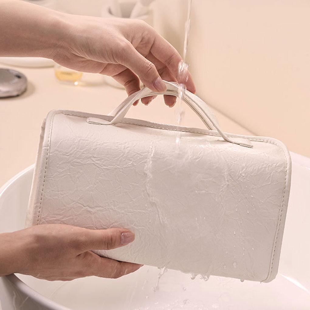 4 In 1 Travel Toiletry Bag 4 Detachable Compartments Hanging Makeup Bag PU Large Capacity Roll Up Cosmetic Bag for Travel