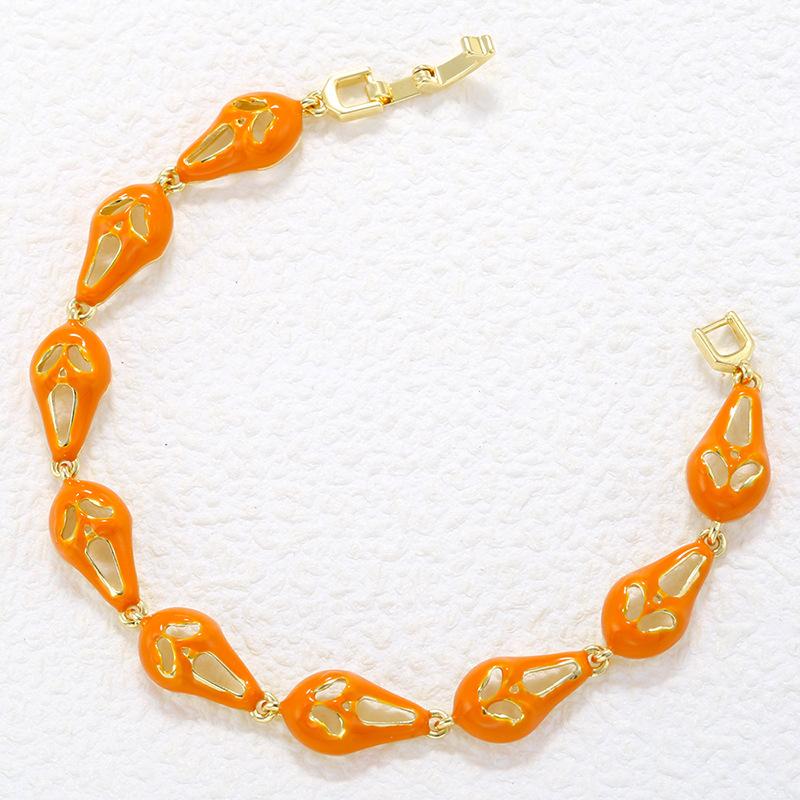 Colorful Dripping Pumpkin Grimace Bracelet Necklace Fun Funny Halloween Skull Set Vl705-06