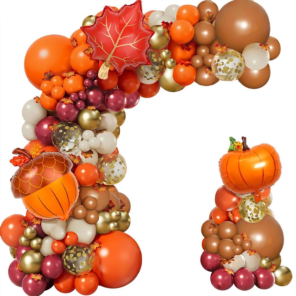 Thanksgiving Orange Balloon Chain Fall Themed Party Decoration Birthday Wedding Scene Decoration Balloon Arch