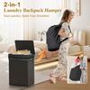 60L 2-in-1 Laundry Hamper with Laundry Backpack, Waterproof Basket with Lid, Laundry Bag with Shoulder Straps and Mesh Pocket, Hamper for College