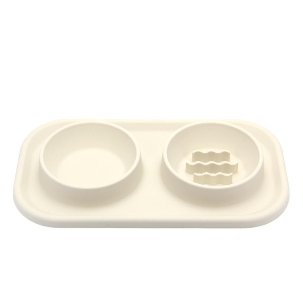 Anti-knockover Double Slow Feeder Bowl Food-grade Puppy Slow Eating Bowl  Small Medium Breed Dogs